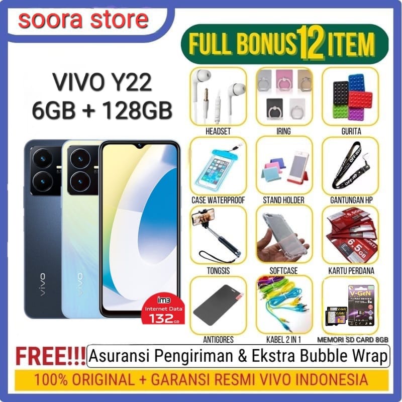 HP VIVO Y22 RAM 6GB ROM 128GB GARANSI RESMI 1 TAHUN