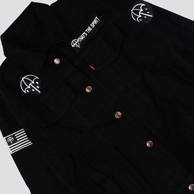 Jaket Jeans Denim Bordir Emblem Pria - BMTH BLACK