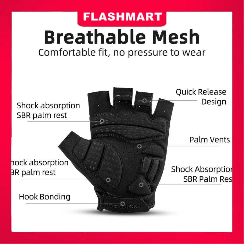 Murah Lebay Flashmart Sarung Tangan Sepeda Half Finger Shock Absorber - S227