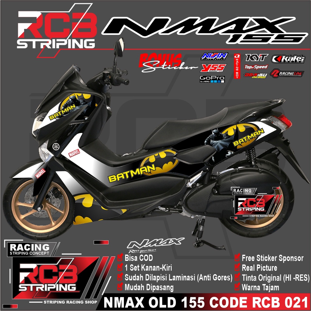 Striping Lis Body Motor Yamaha OLD N Max 2015 2016 2017 2018 2019 Batman - Sticker Nmax Old Rcb 021