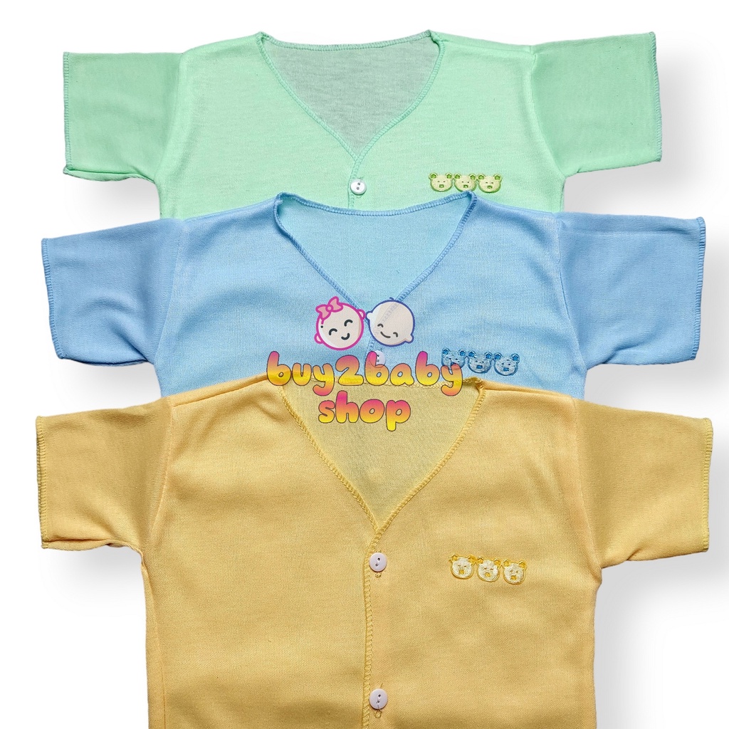 6 PCS Setengah Lusin Baju bayi piyama lengan pendek kancing depan Dolphin Tisuka usia 0-3 Bulan isi 1-6 PCS