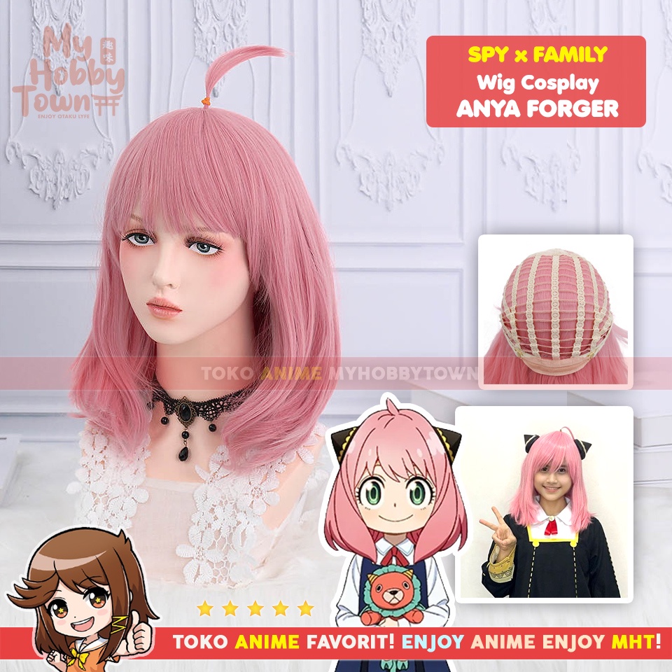 Wig Cosplay Anime Spy X Family : Anya Forger Pink - Rambut Palsu