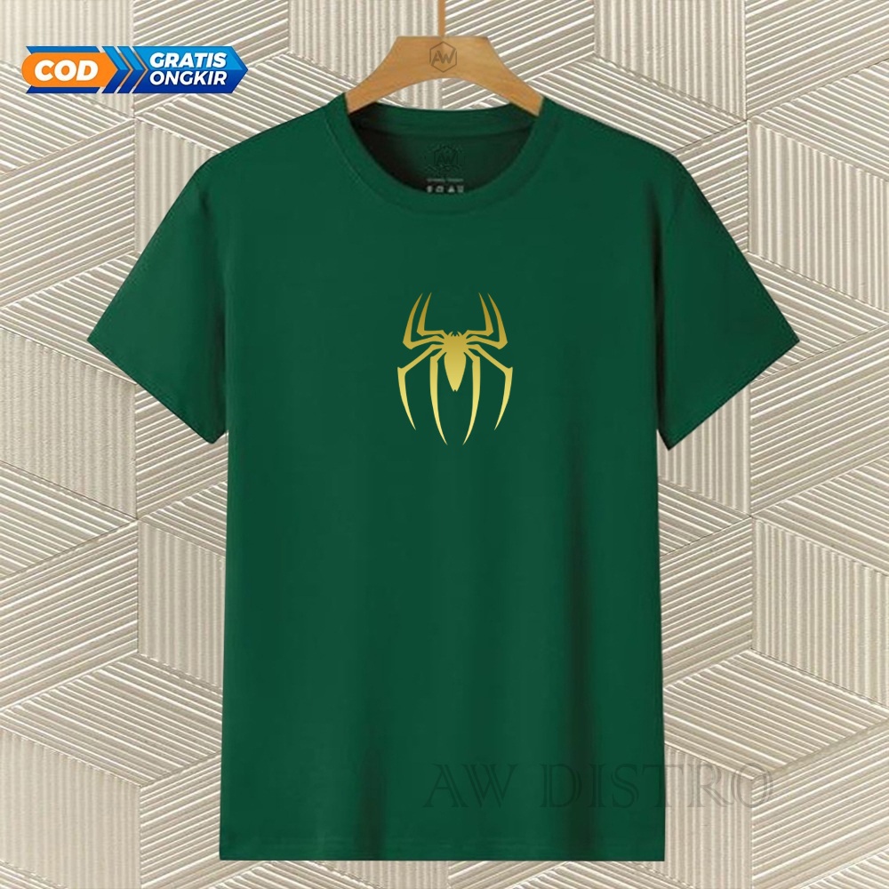 COD Baju Kaos Distro Sp3derman Text Gold Premium Quality Lengan Pendek