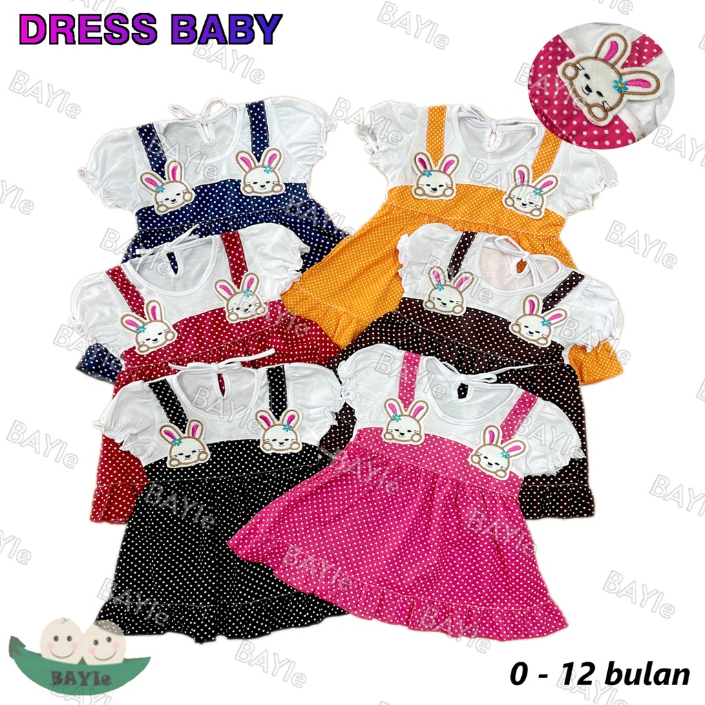 BAYIe - Dress Baju bayi/Anak Perempuan Cewek motif 2 RABBIT PLANET KIDS usia 0 -12 bulan / Pakaian anak