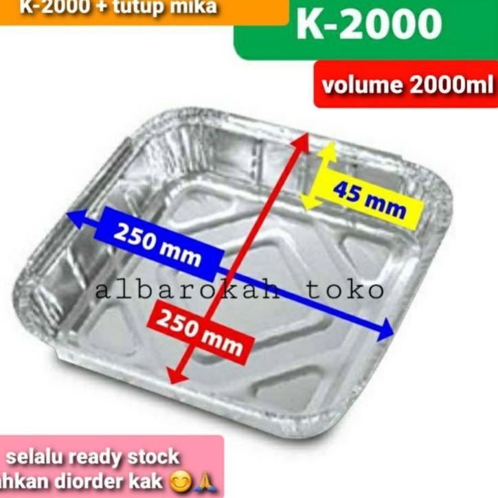 Lihat Disini Wadah aluminium foil 25 x 25 cm / loyang aluminium kotak + lid mika bening