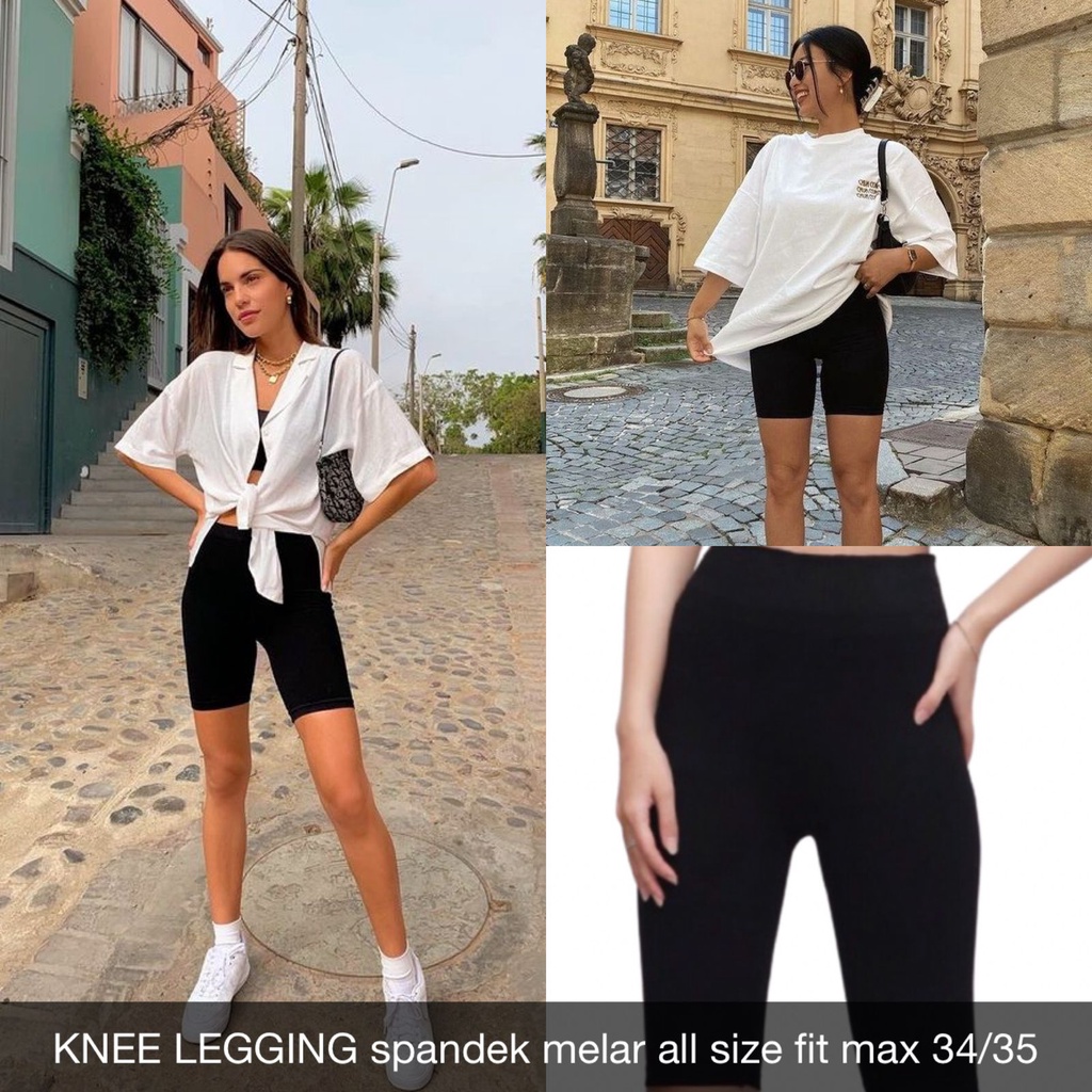 CELANA WANITA KNEE LEGGING IMPORT BAHAN SUPER STRETCH