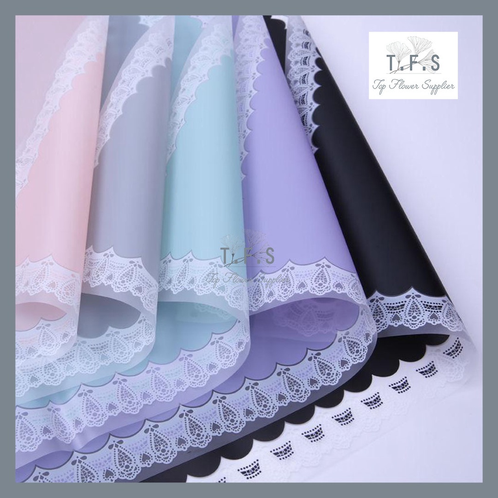 

Lace Frame Flower Wrapping Cellophane Paper Waterproof Paper Kertas Buket Bunga Korean Wrapping Florist Material Hand Bouquet Kertas Bunga
