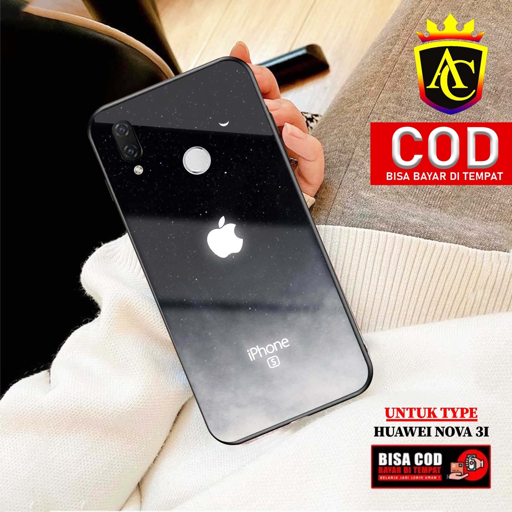Case Huawei Nova 3i - Aneka Case - [ APEL ] Softcase Glass - Hardcase Glossy - Fashion Case hp Huawe