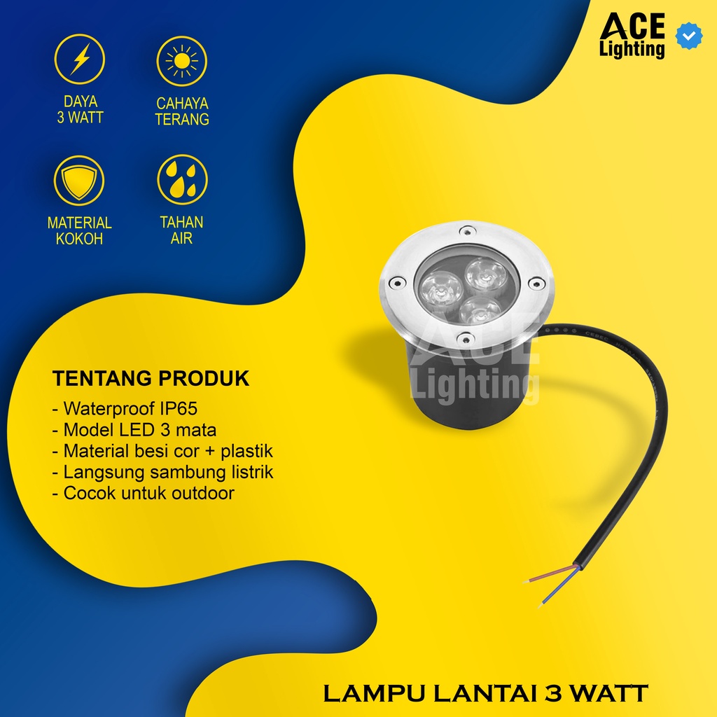 Lampu lantai tanam led outdoor 3 Watt Lampu halaman Outdoor