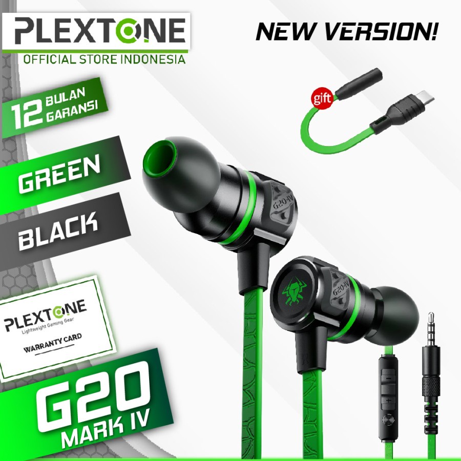Headset Plextone G20 Mark IV In Ear Gaming Earphone IEM with microphone Stereo Bass