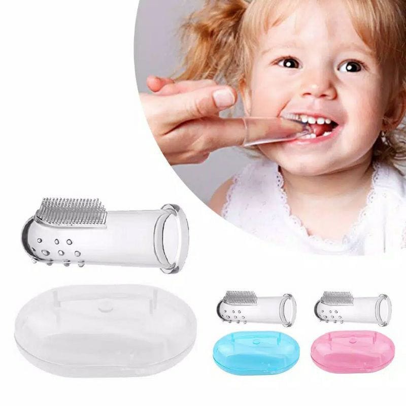 Sikat Gigi Bayi  Include Kotak Penyimpanan / Finger Tooth Brush / Sikat Gigi Jari Bayi / Sikat Gigi Bayi Silikon