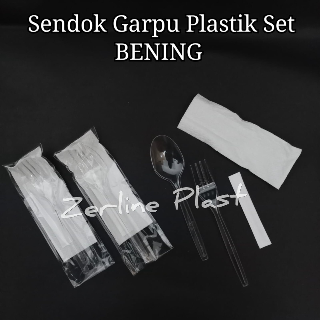 Sendok Garpu Plastik Set Higienis (BENING-HITAM)