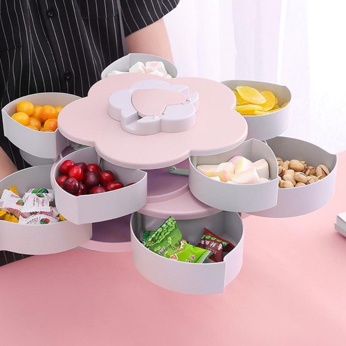 Toples kue lebaran set cantik Toples Bunga Mekar Putar 2 Susun Toples Bunga Mekar Toples Putar Kue