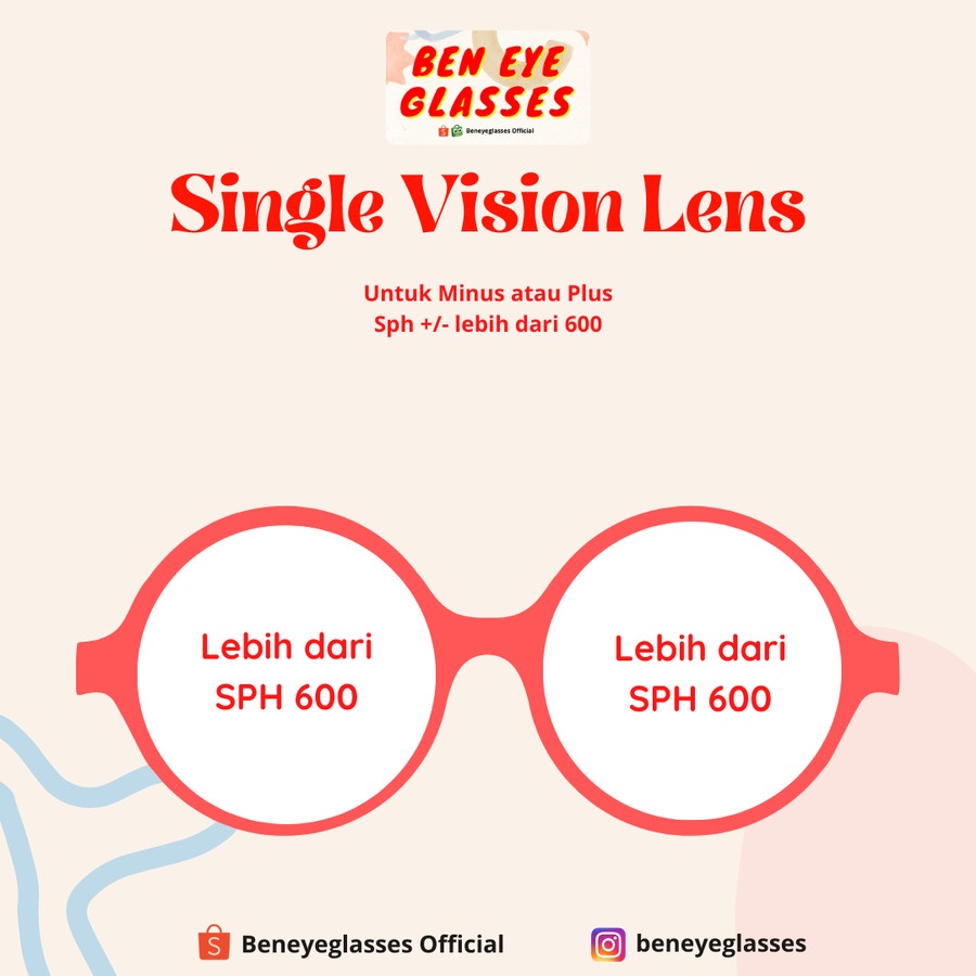 Lensa Kacamata Minus/Plus (+/-) 6.25 sd 9