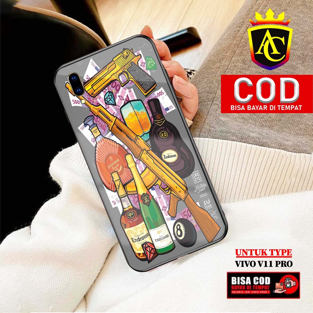 Case Vivo V11 Pro - Aneka Case - [ BTL ] Softcase Glass - Hardcase Glossy - Fashion Case hp Vivo V11