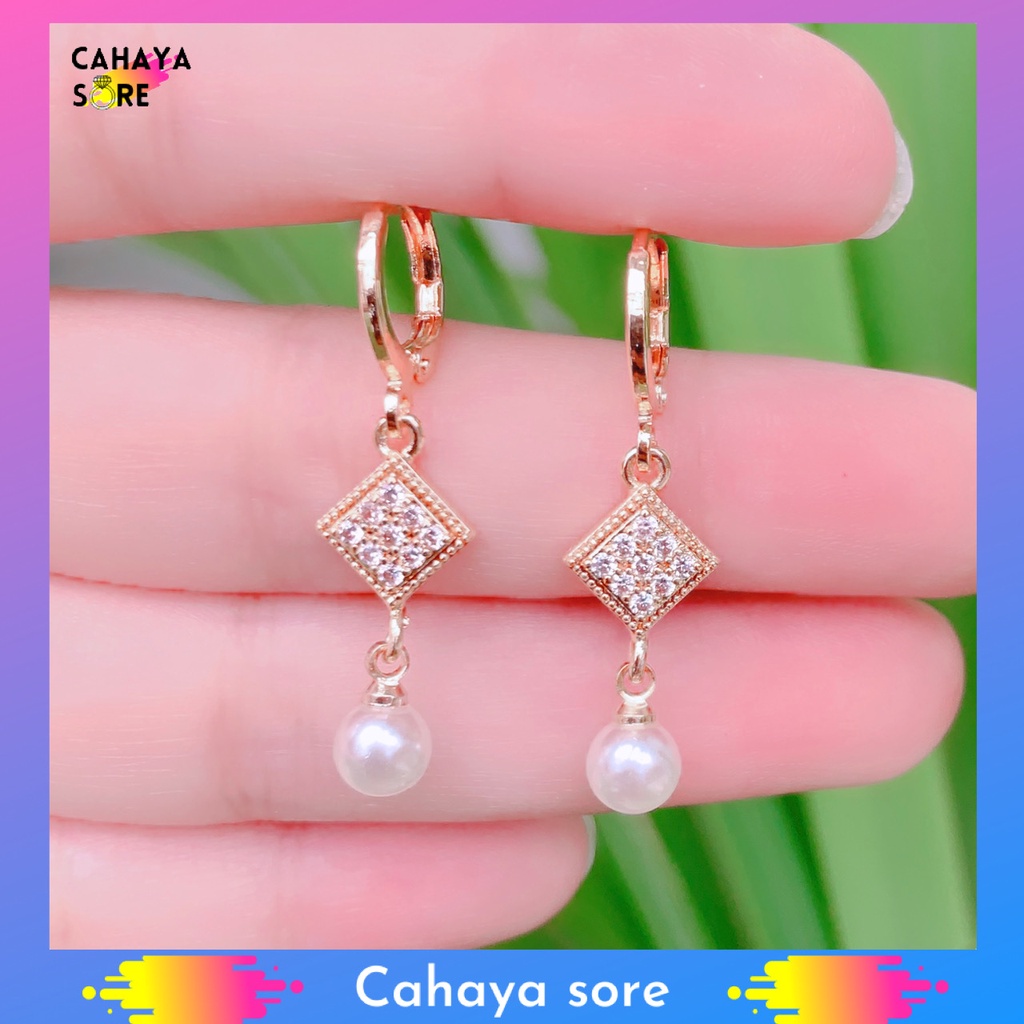 Anting Xuping Gold Anting Dewasa Model Clip Permata Satu AD38