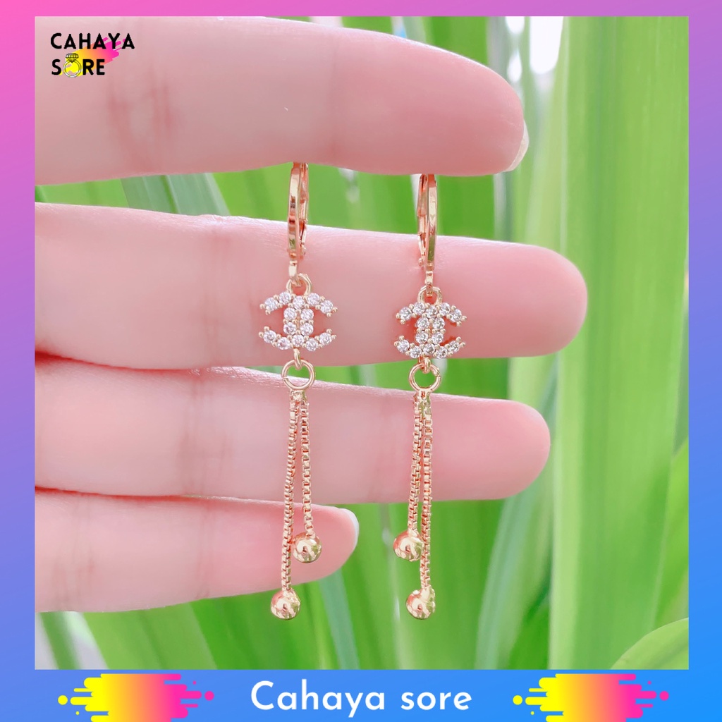 Anting Xuping Gold Anting Dewasa Model Clip Permata Pelangi AD33