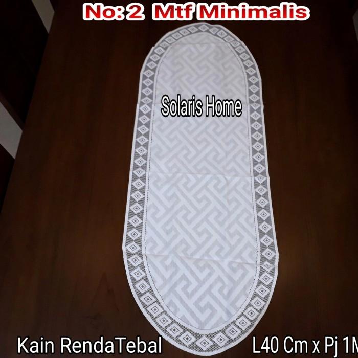 Taplak Kain Renda Oval Putih Meja Tamu Sofa,Kain Renda Tebal