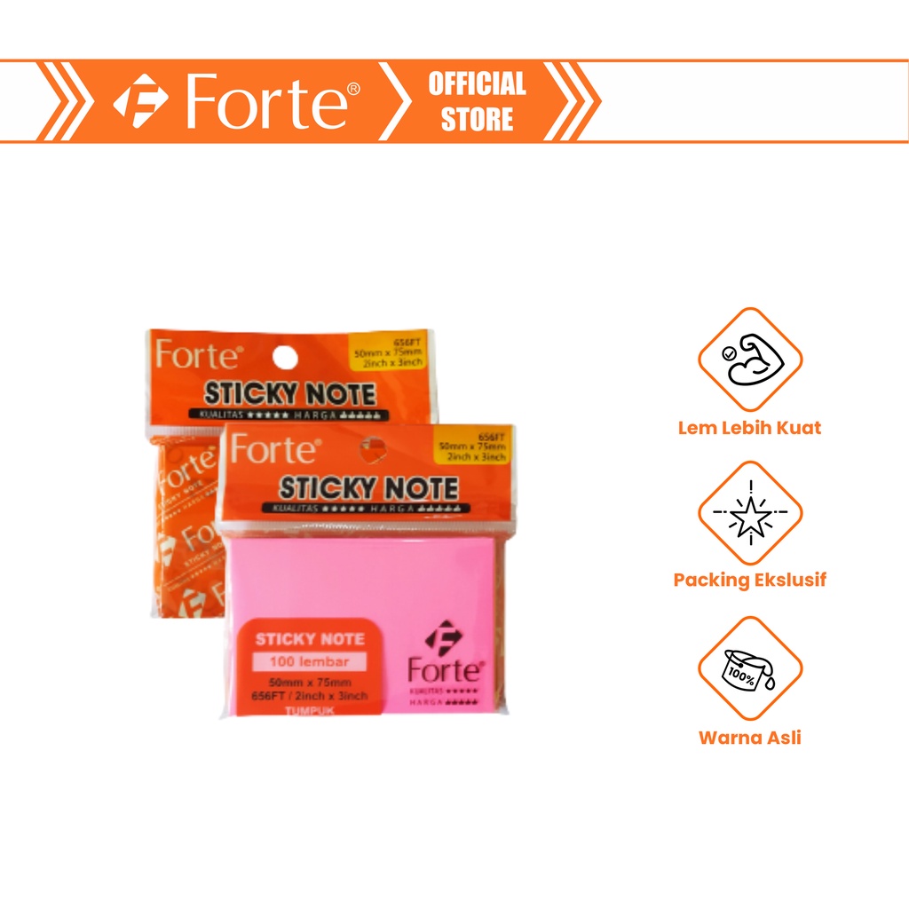 

[Forte] Sticky Note Memo Tempel 656/50x75mm 100lbr - Fluorescent Tumpuk