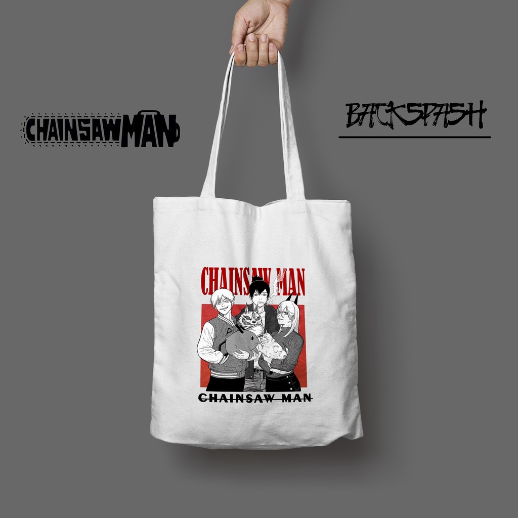 Totebag Anime Chainsaw Man Denji Pochita Aki Makima Custom Pria Wanita