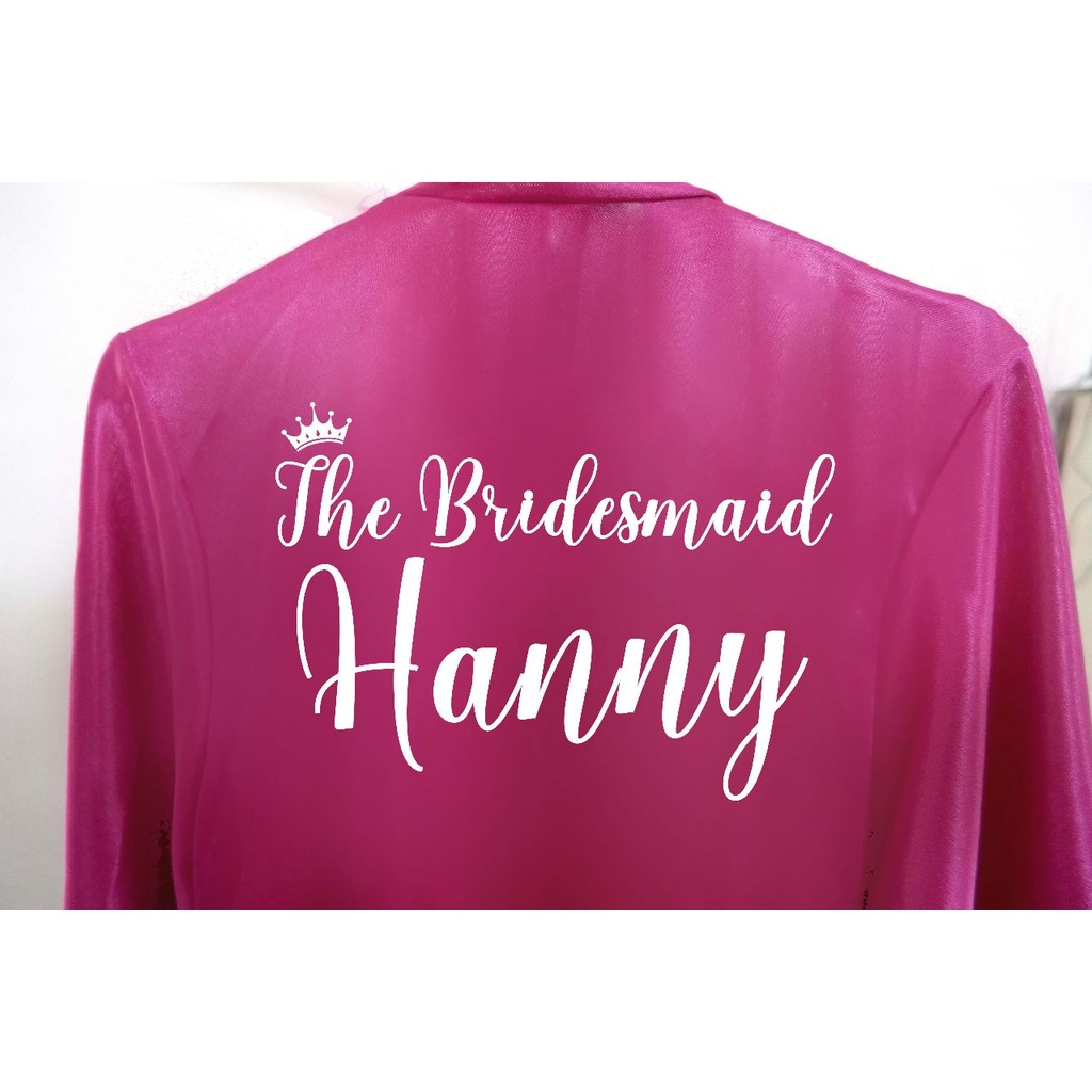 Jasa Print Sablon Nama Kimono Bridesmaid Wedding