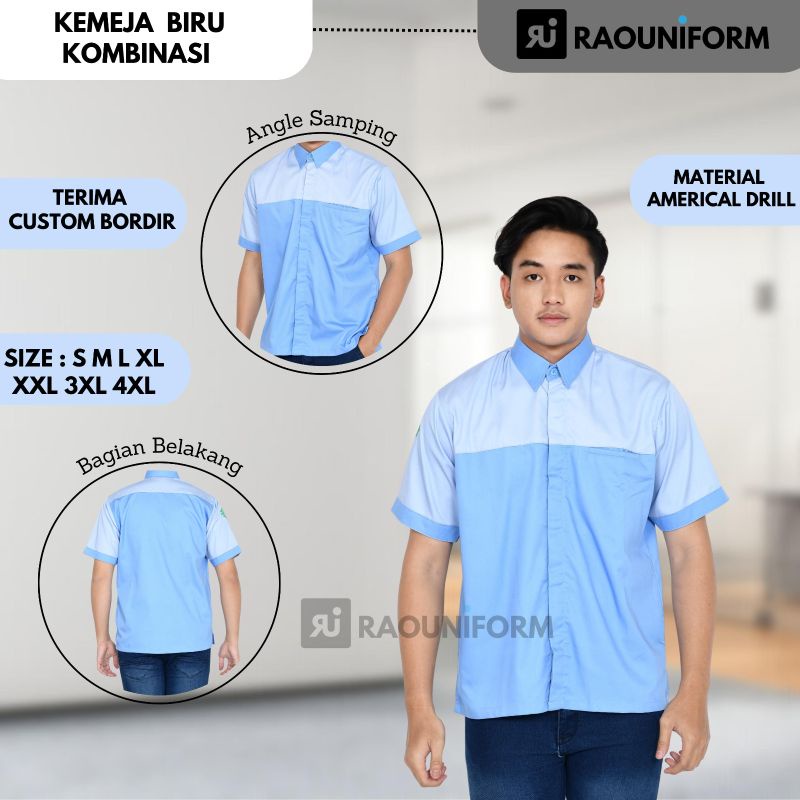 Pakaian Kerja Pria/Pakaian Kerja Custom Bordir/Baju Kerja/Baju Kerja Pria Lengan Pendek/Baju Kerja Pria Lapangan/Seragam Pria Kantor