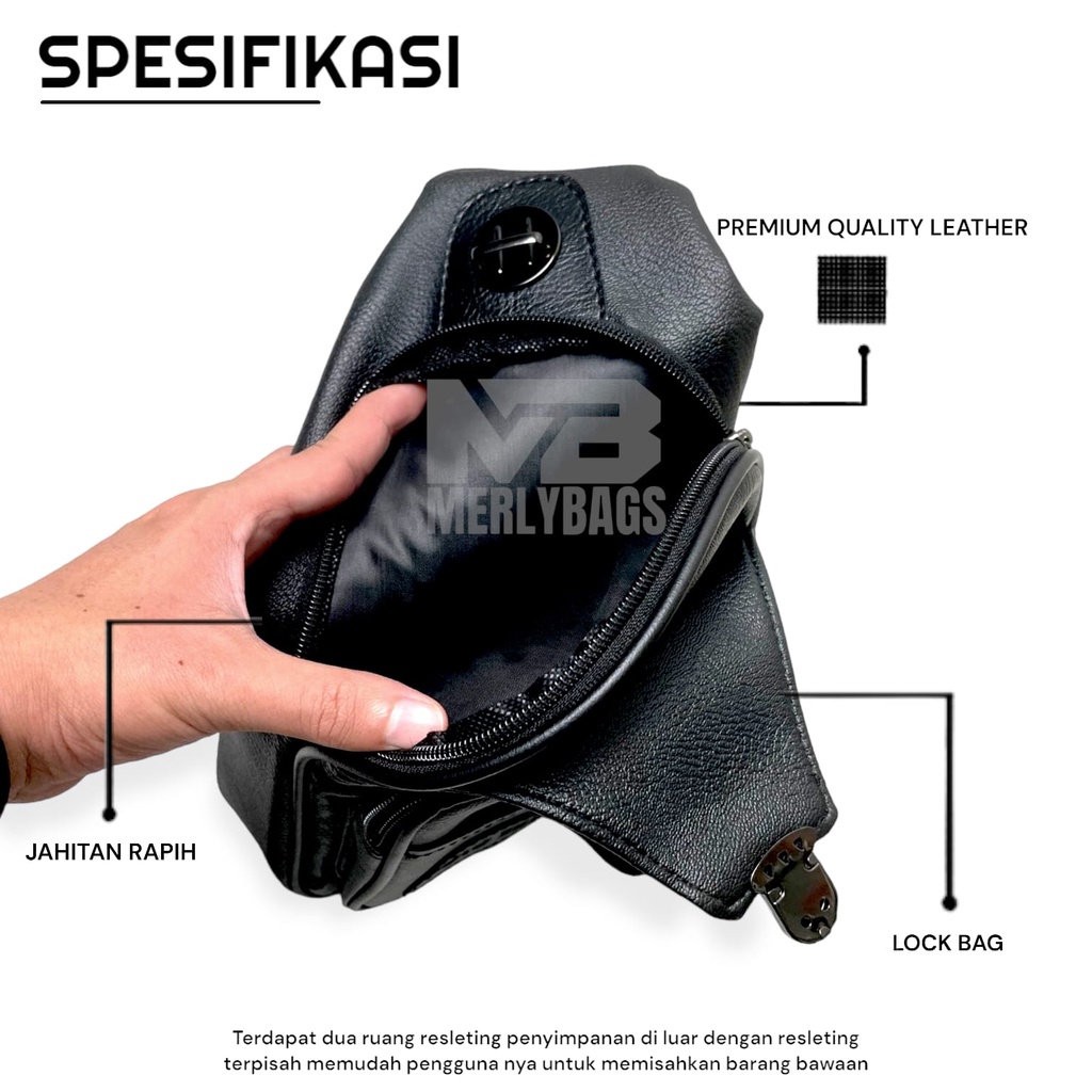 Sling Bag Pria | Tas Selempang Bahan Kulit Premium Multifungsi