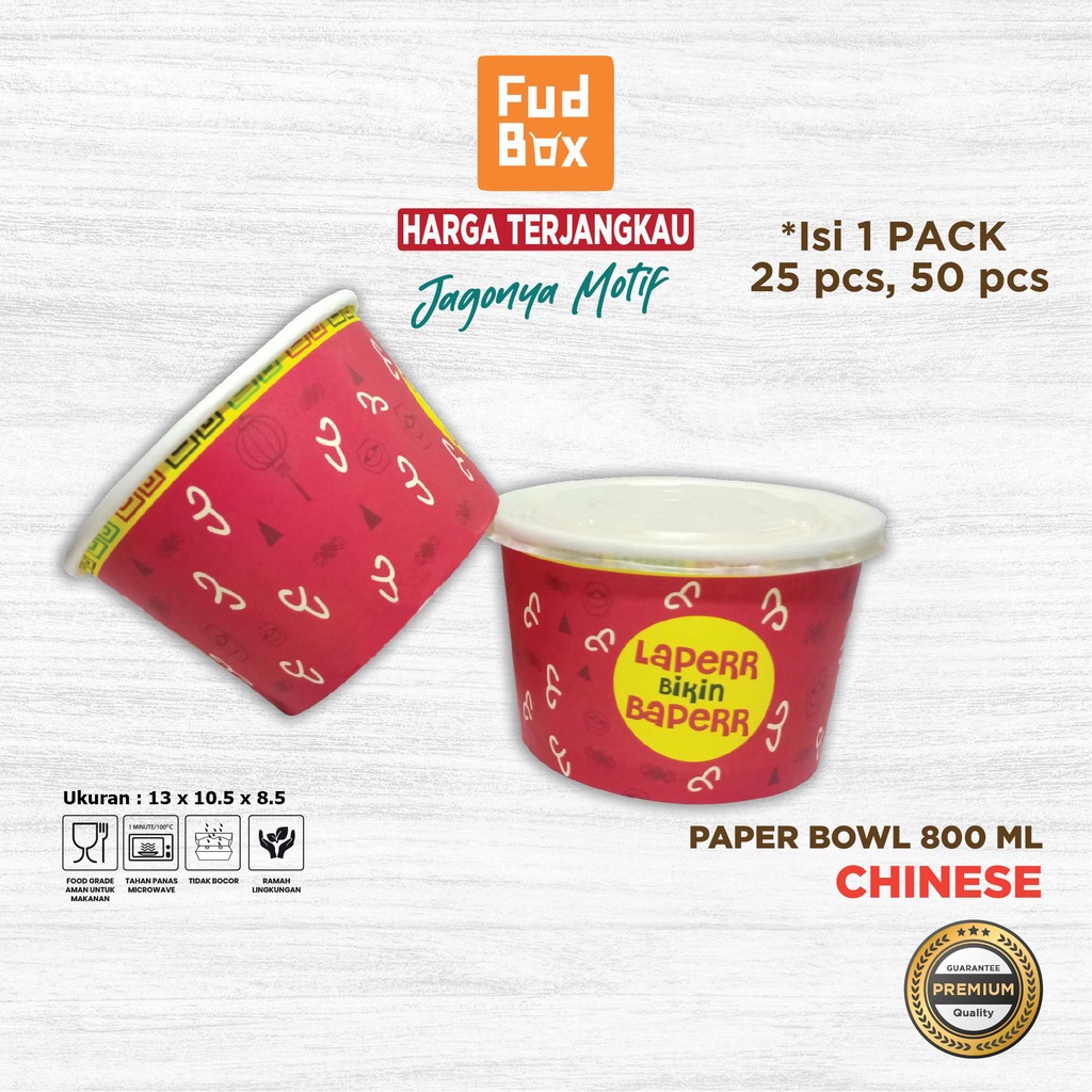 Paper Rice Bowl 800 ml | Paper Bowl Mangkok Kertas 800 ml Motif Kekinian Chinese
