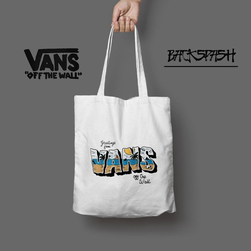 Totebag Tas Vans Custom Putih Pria Wanita