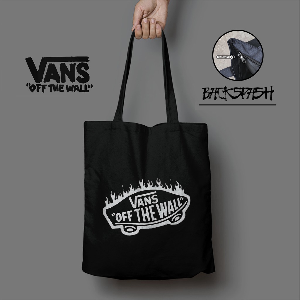 Totebag Tas Vans Custom HItam Pria Wanita