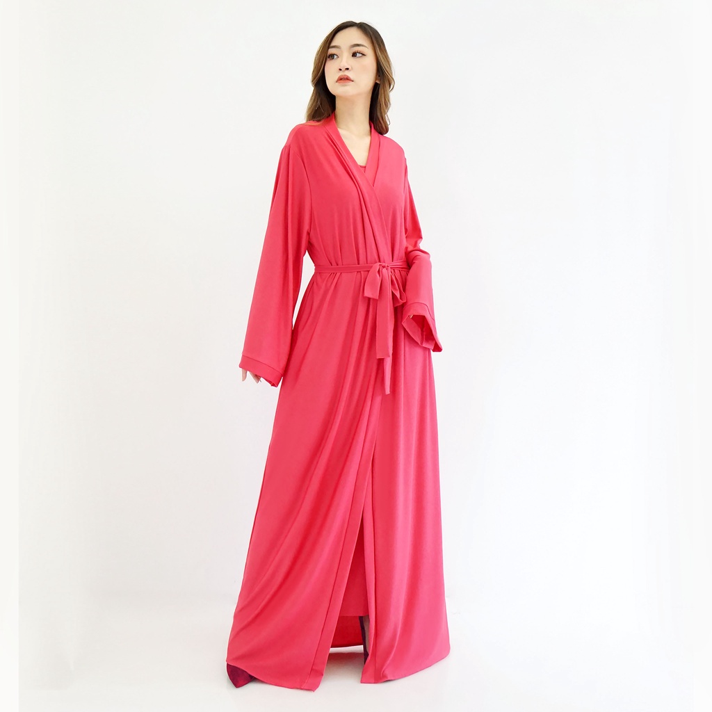 FOLVA Kimono Panjang Set inner long dress Baju Tidur Spandex 1723PSET