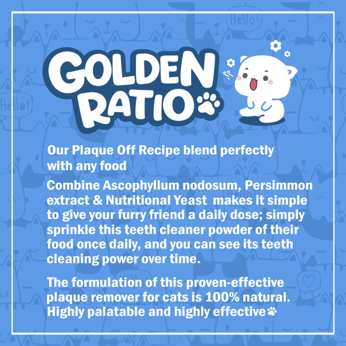 Plaque Off by Petglow Penghilang Bau Mulut dan Bau Poop Kucing 150gr Odor Remover Vitamin Kucing Powder Nafashop168