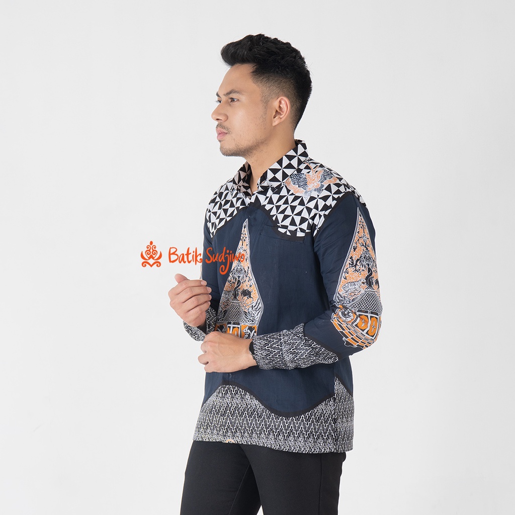 SUDJIWOBATIK 1132 Hem Kemeja Batik Pria Cowok Laki Laki Lengan Panjang Premium Lapis Furing Solo Laweyan Original