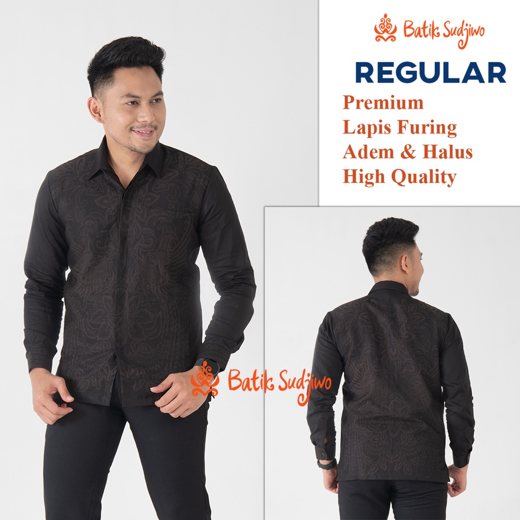 SUDJIWOBATIK 1147 Hem Kemeja Batik Pria Cowok Laki Laki Lengan Panjang Premium Lapis Furing Solo Laweyan Original