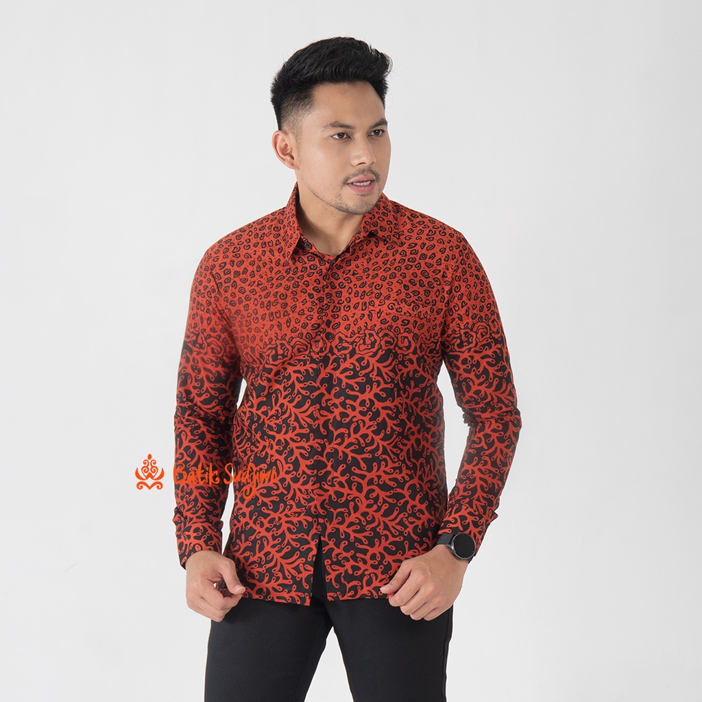 SUDJIWOBATIK 1154 Hem Kemeja Batik Pria Cowok Laki Laki Lengan Panjang Premium Lapis Furing Solo Laweyan Original