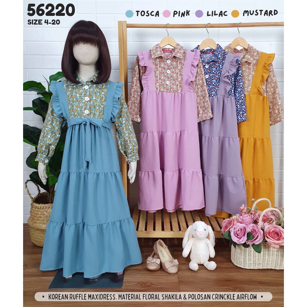 GROSIR 3pcs Maxi Dress Catherine Kids 16-20 (8-10th)/Maxi Dress Catherine