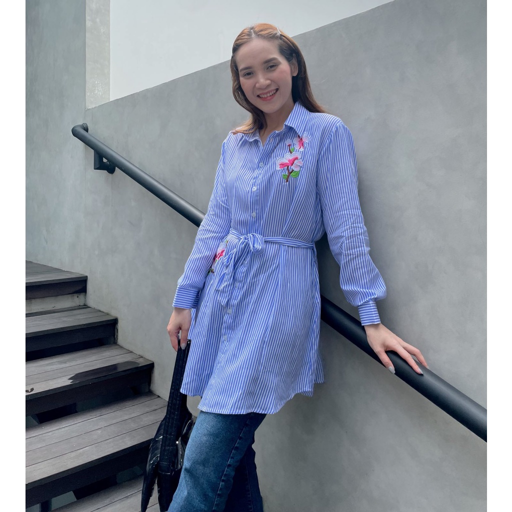 Consennso embroidered Tunic dress with belted