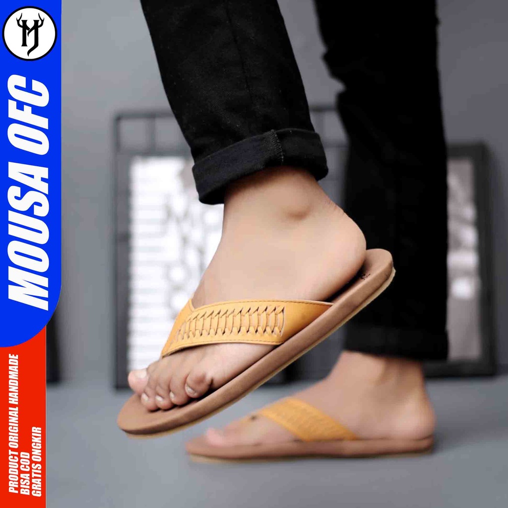 MOUSA ANDREAS - Sandal Jepit Casual Kulit Asli Pria