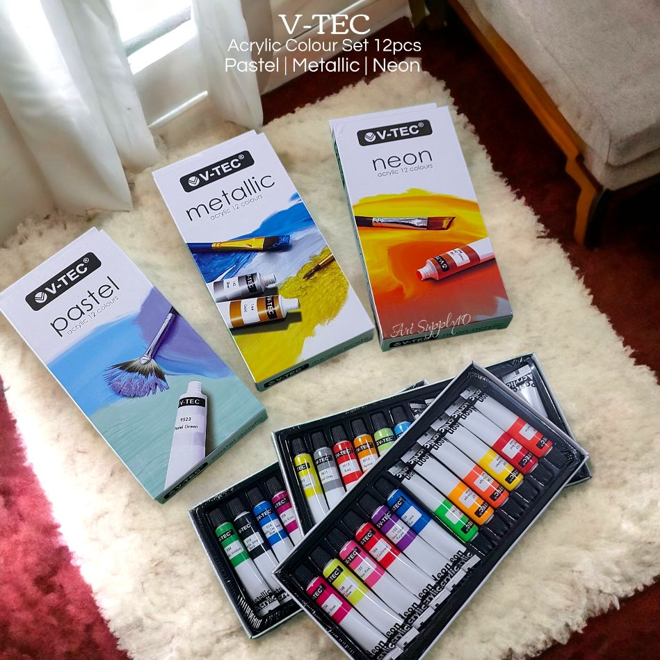 

Cat Acrylic Pastel Color V-TEC Set 12x6ml - Pastel / Metallic / Neon