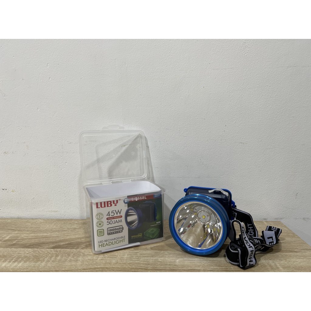 Senter Kepala Luby 45 Watt Baterai Cas Ulang L2868L Headlamp Head lamp 2868L Lithium Mancing