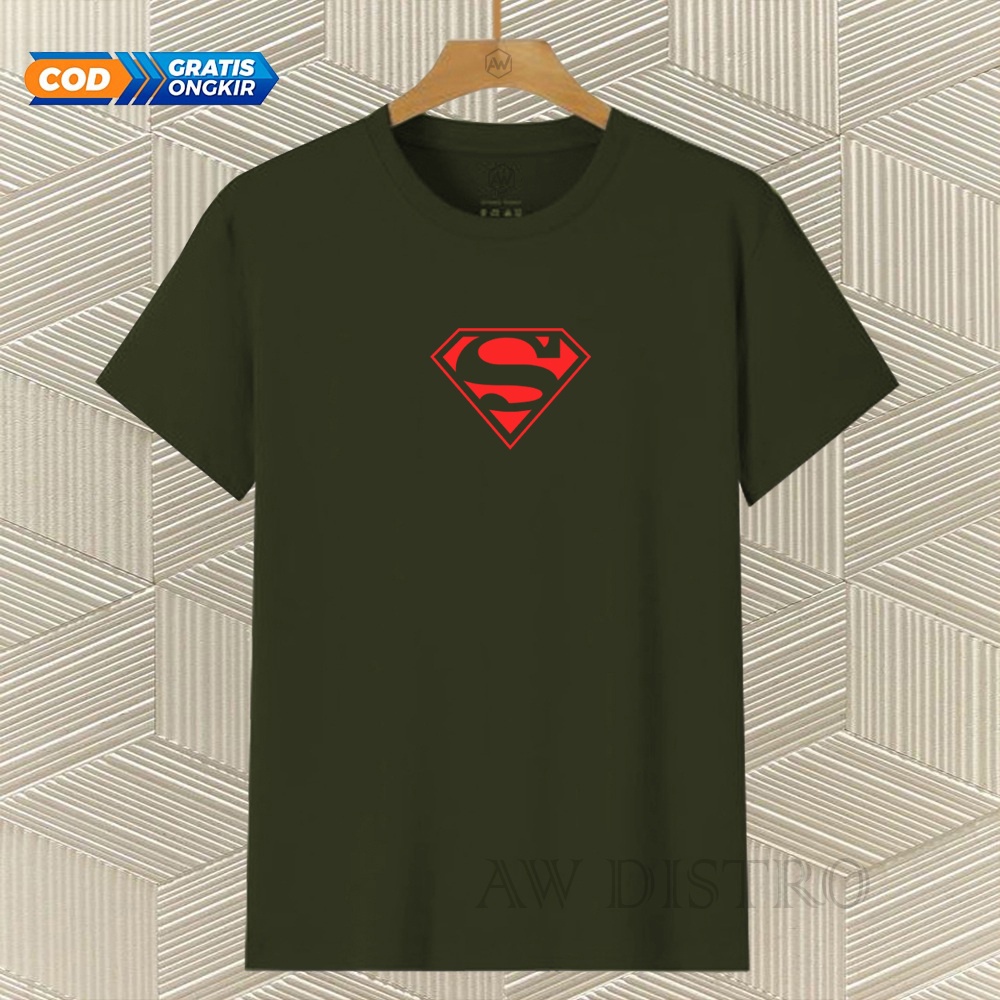 COD Baju Kaos Distro Superhero Text Merah Premium Quality Lengan Pendek