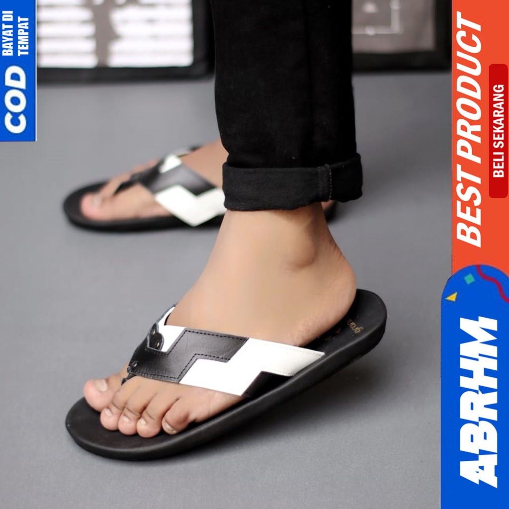 Sandal Jepit Pria Kulit Asli Dewasa Original Sendal Japit Pria Abrhm