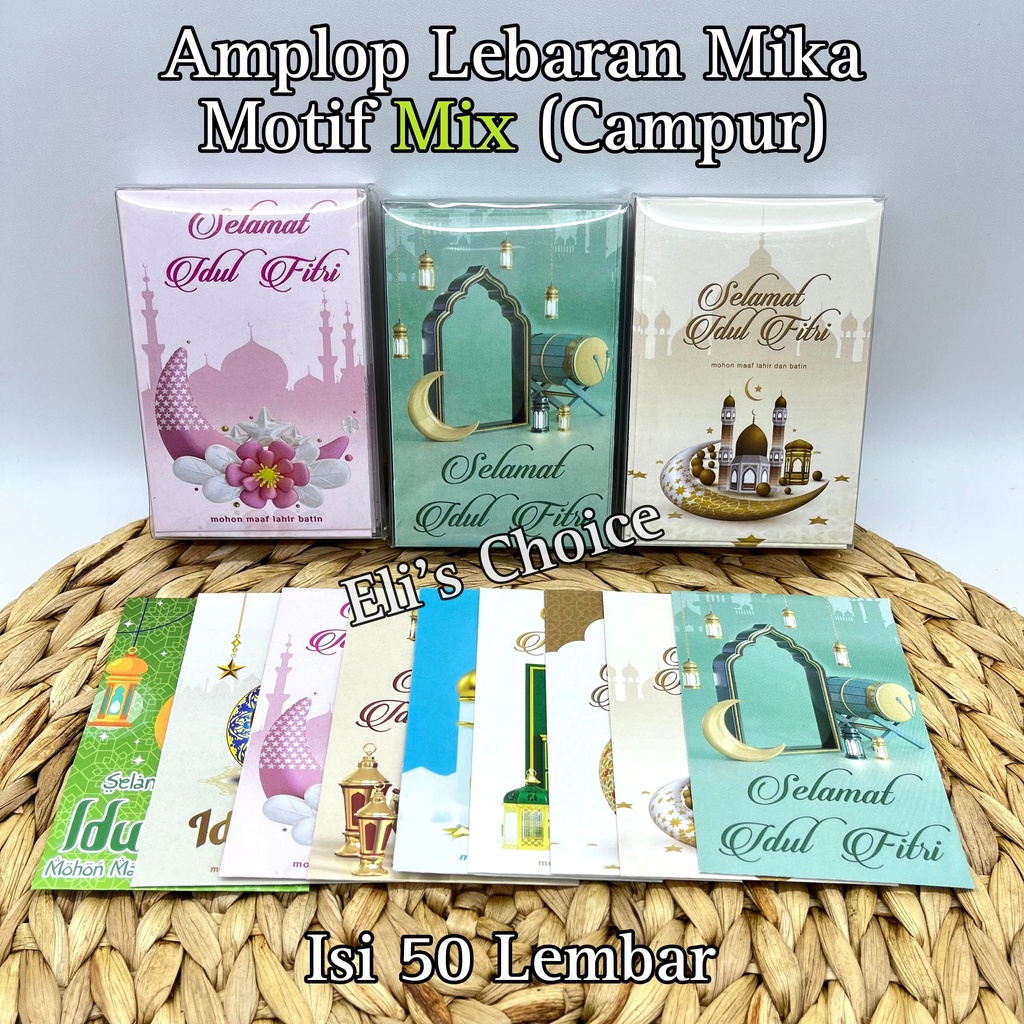 

[MIX ISI 50] AMPLOP / ANGPAO LEBARAN MIKA HARI RAYA IDUL FITRI RAMADHAN 2023 MIKA MIX ISI 50 LEMBAR TERMURAH READY STOCK