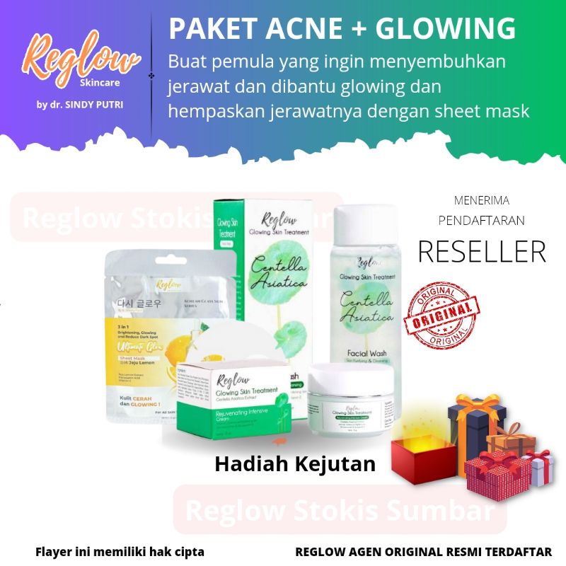 [Cod Bisa] Paket Acne Jerawat ringan sedang batu  plus Glowing Reglow dr sindy halal bpom aman bumil busui glowing pori flek milea whitening brightening aman kukiah hemat payakumbuh padang sumatera barat sumbar panjang bukittinggi agam baso pasaman barat