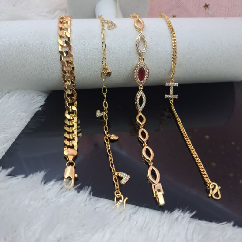 Gelang Dewasa wanita yaxiya Terbaru Rantai lapis emas anti karat COD