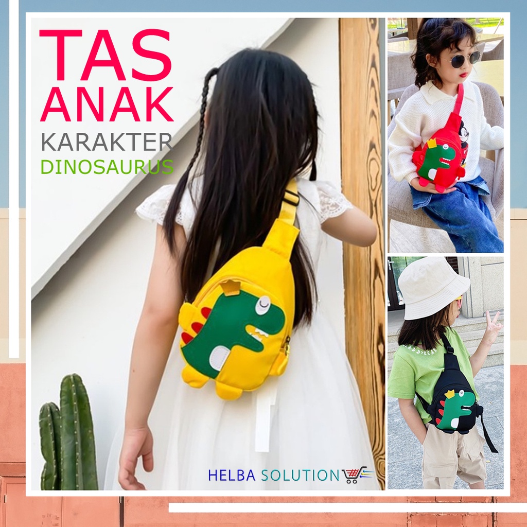 Tas Selempang Anak Laki Laki Perempuan Fashionable Korean Style Karakter Dinosaurus