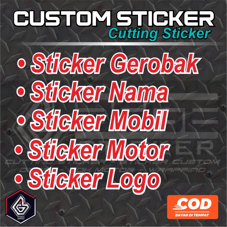 Cutting Sticker Custom Nama Gerobak,Nama mobil,logo,Sticker Nama