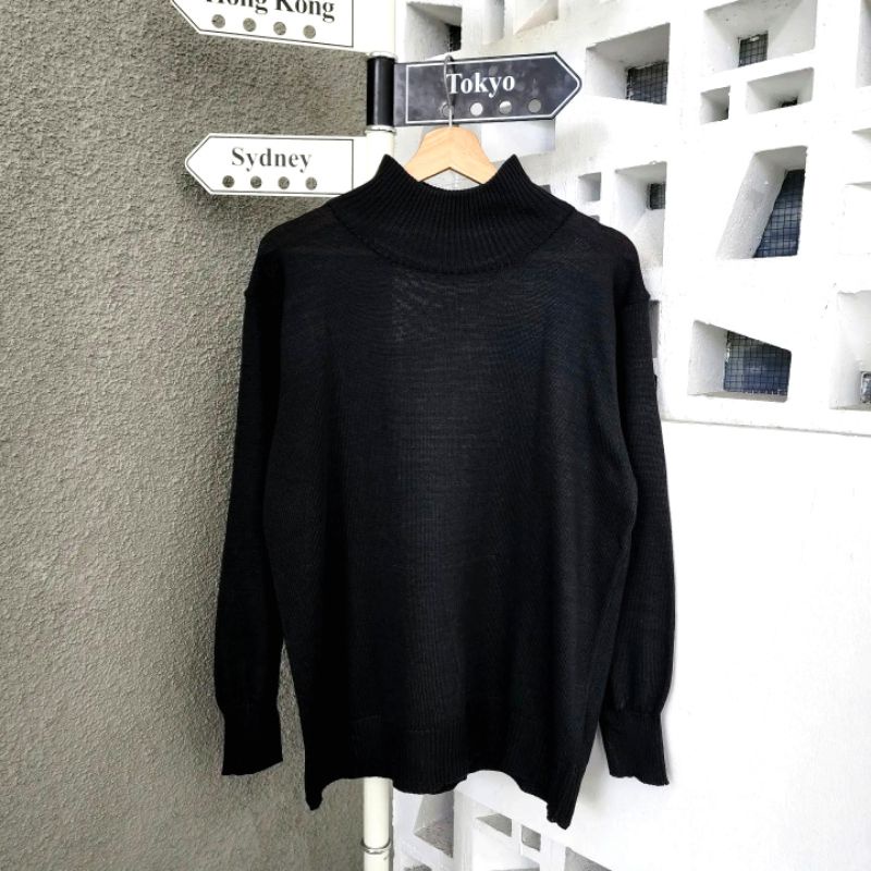 LONG NECK BASIC Sweater Pria Wanita Unisex Murah BASIC MELAR Bahan Rajut 6 Warna Size L XL Sweater Rajut Pria Wanita Lengan Panjang