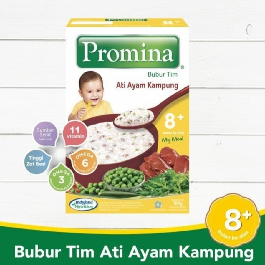 Promina Bubur Bayi 8+ 100gr / MPASI BAYI / Promina Bubur TIM / DAGING BROKOLI / ATI AYAM KAMPUNG/ AYAM TOMAT WORTEL / SALMON NORWEGIA