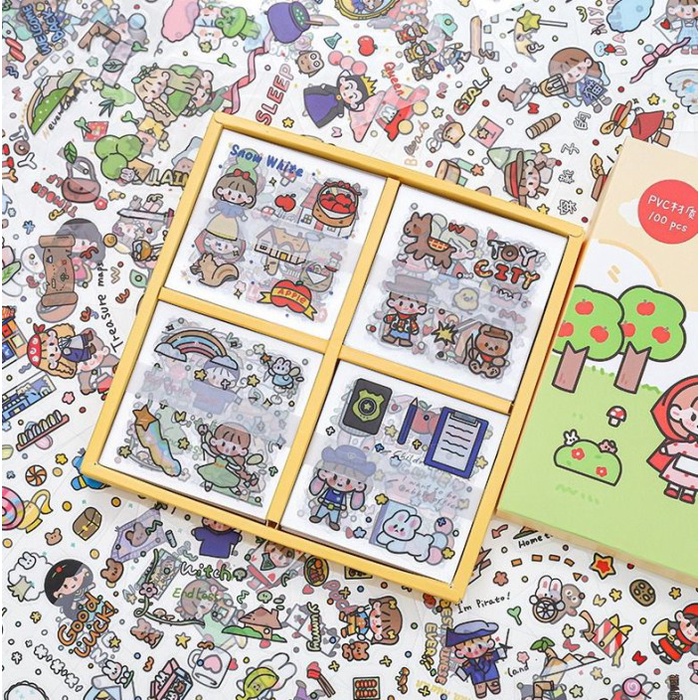 1BOXSTICKER AESTHETIC STIKER BUKU DIARY TUMBLER BOTOL LUCU